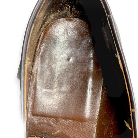 10 Vintage Johnston & Murphy Windsor Brown Leather Wingtip Tassel Loafer Shoes - Picture 9 of 10